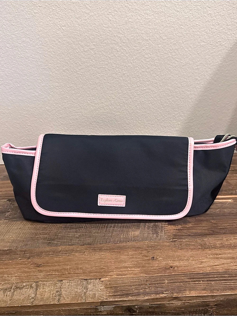 Explore Grow Black & Pink Travel Organizer Bag – Zippered Compartments